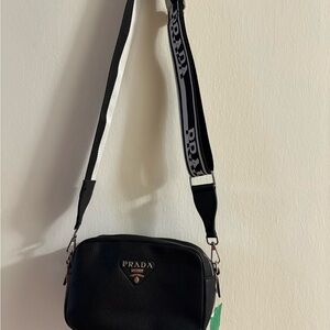 Prada Black Crossbody Bag with Logo Strap